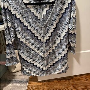 White House Black Market Chevron V-Neck Blouse